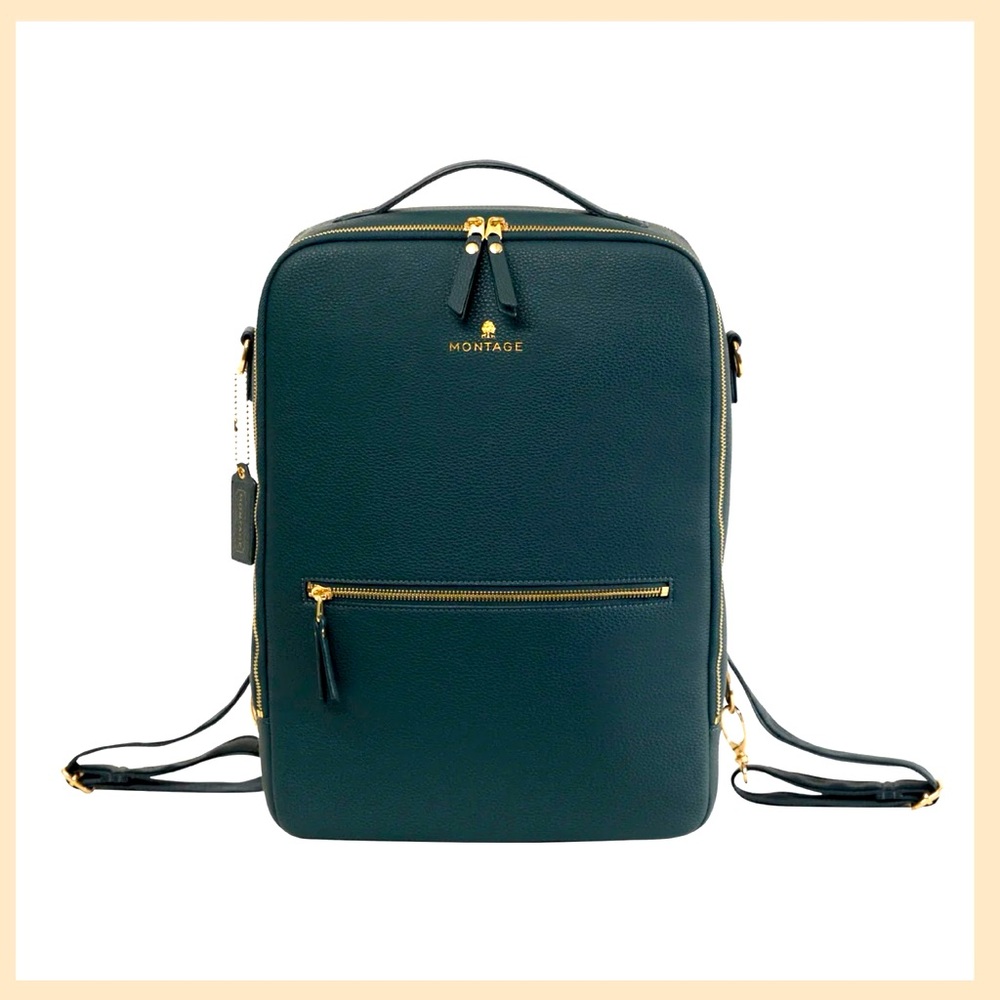 Montage Everyday Bag Backpack W/ 16" Laptop Compartment In Teal W/ Gold Hardware